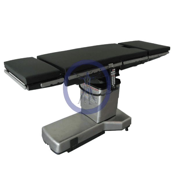 An image of a medical table with a black top.