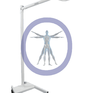 An image of a medical table with a human figure on it.