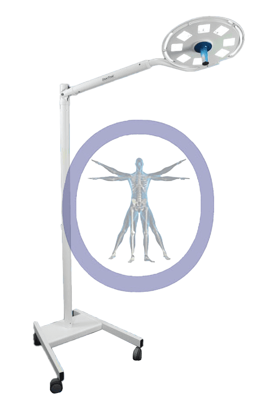 An image of a medical table with a human figure on it.