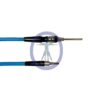 A blue and black cable with a black handle.