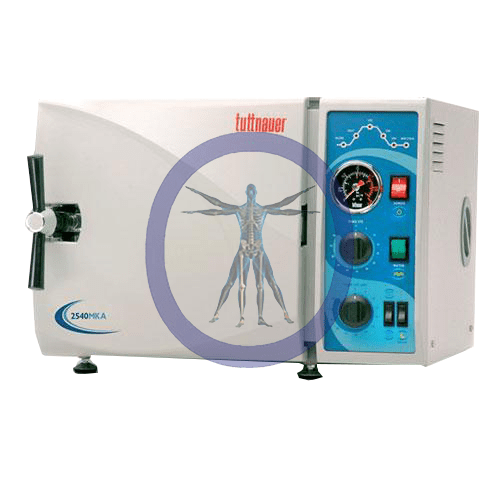 An image of a medical steam sterilizer on a white background.